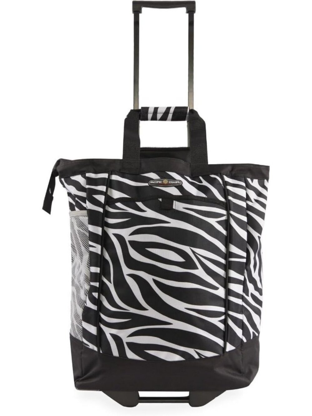 Large Zebra Print Rolling Shopper Tote Bag - Stylish, Spacious & Versatile